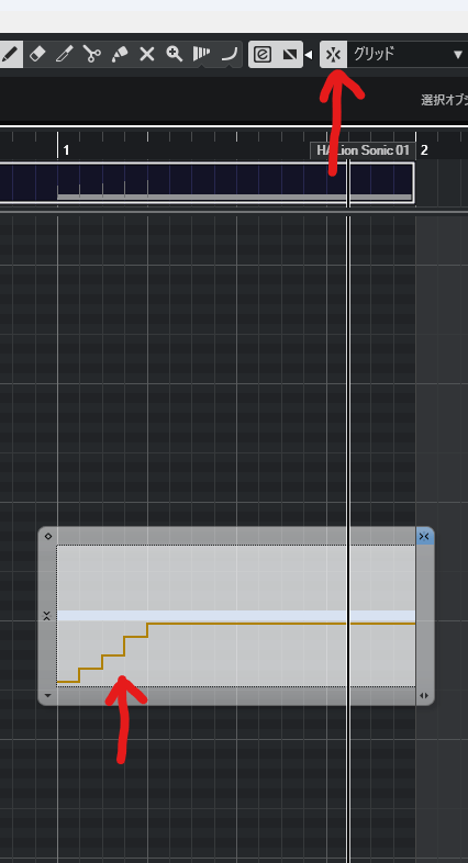 Cubase　ノートエクスプレッション　スナップオン