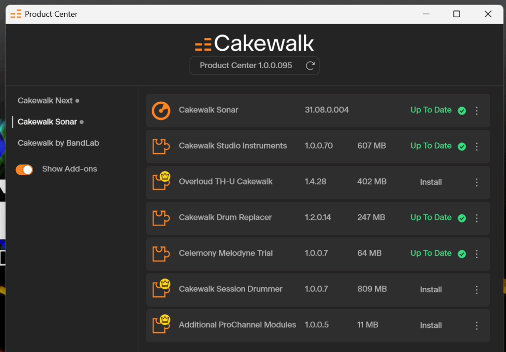 Cakewalk Product Center