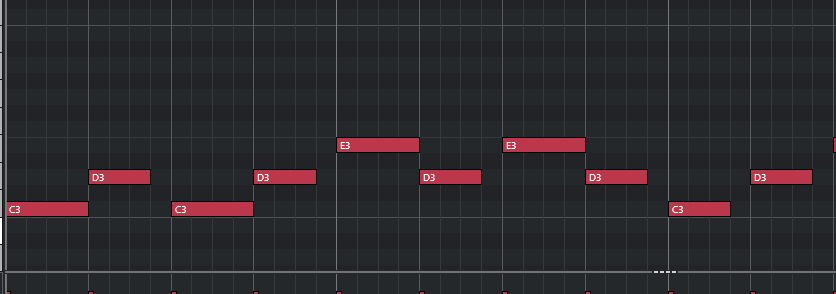 DAW(Cubase)で入力したMIDIデータのイメージ