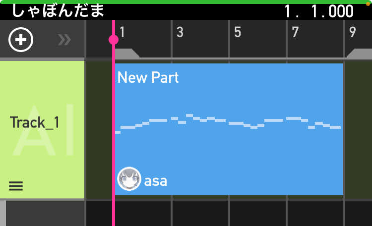 Mobile VOCALOID Editorの画面