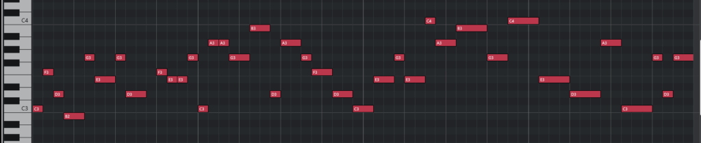 Cメジャーでランダムに打ち込んでみた様子