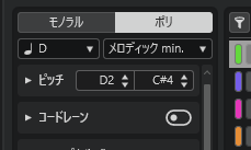 メロディックモードの左上